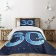 thumbnail image 1 of Ambesonne Navy Blue Quilted Bedspread Set 2 Pcs, Modern Birthday Image, Twin Size, Dark Blue Turquoise, 1 of 5