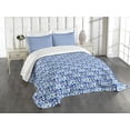 thumbnail image 1 of Ambesonne Navy Blue Quilted Bedspread Set 3 Pcs, Abstract Grid Squares, Queen Size, Pale Blue Dark Blue, 1 of 5