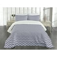 thumbnail image 1 of Ambesonne Navy Blue Quilted Bedspread Set 3 Pcs, Chevron Dashed Lines, Queen Size, Navy Blue White, 1 of 5