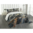 thumbnail image 1 of Ambesonne Navy Blue Quilted Bedspread Set 3 Pcs, Deep Sea Marble Print, King Size, Slate Blue Grey Ginger, 1 of 4