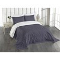 thumbnail image 1 of Ambesonne Navy Blue Quilted Bedspread Set 3 Pcs, Geometric Ogee Tile, Queen Size, Dark Blue Tan, 1 of 5
