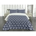 thumbnail image 1 of Ambesonne Navy Blue Quilted Bedspread Set 3 Pcs, Grunge Sketchy Design, Queen Size, Dark Blue and White, 1 of 5