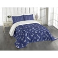 thumbnail image 1 of Ambesonne Navy Blue Quilted Bedspread Set 3 Pcs, Sailing Yacht Doodle, Queen Size, Dark Blue White, 1 of 5