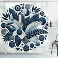thumbnail image 1 of Ambesonne Navy Blue Shower Curtain, Leaves Palms and Circles, 69"Wx70"L, Dark Slate Blue Grey, 1 of 4