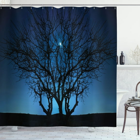 Ambesonne Navy Blue Shower Curtain, Night Moon Cosmos, 69"Wx70"L, Navy Black