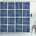 thumbnail image 1 of Ambesonne Navy Blue Shower Curtain, Stripes in Squares, 69"Wx84"L, Night Blue and White, 1 of 3
