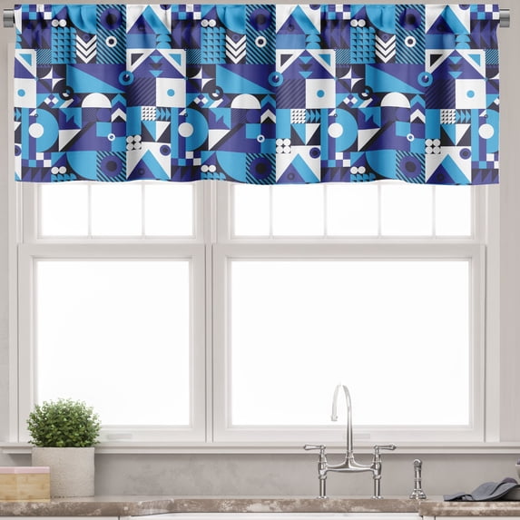 Ambesonne Navy Blue Valance Pack of 2, Contemporary Abstract, 42"X18", Violet Pale Blue White