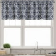 thumbnail image 1 of Ambesonne Navy Blue Valance Pack of 2, Japanese Curves Flora, 42"X12", Navy Blue White, 1 of 5