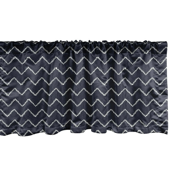 Ambesonne Navy Blue Window Valance, Chevron Zigzag Themes, 54" X 18", Navy Blue and White