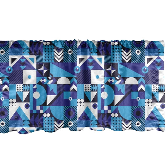 Ambesonne Navy Blue Window Valance, Contemporary Abstract, 54" X 12", Violet Pale Blue White