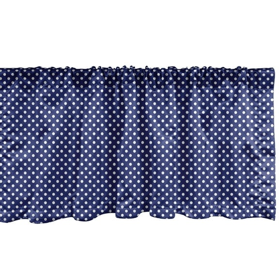 Ambesonne Navy Blue Window Valance, Nautical Polka Dots, 54" X 12", Navy Blue White