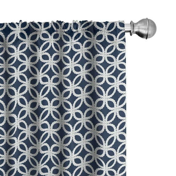 Ambesonne Navy Curtains, Marine Life Woven Composition, Pair of 28"x63", Navy Blue and White