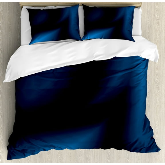 Ambesonne Navy Duvet Cover Set, Deep in the Ocean Sealife, Calking, Dark Blue