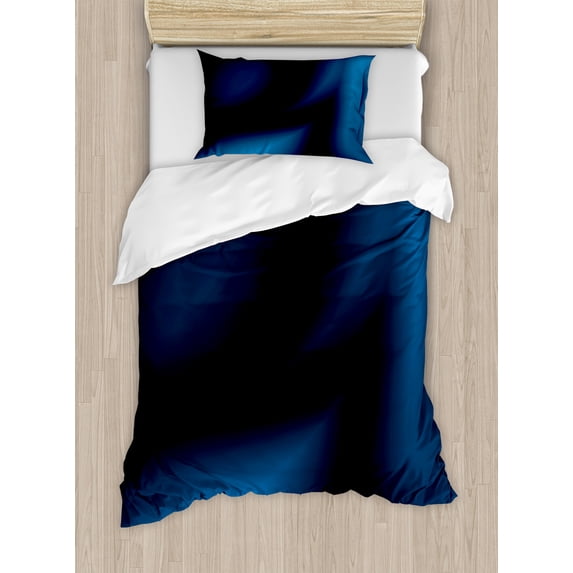 Ambesonne Navy Duvet Cover Set, Deep in the Ocean Sealife, Twin, Dark Blue