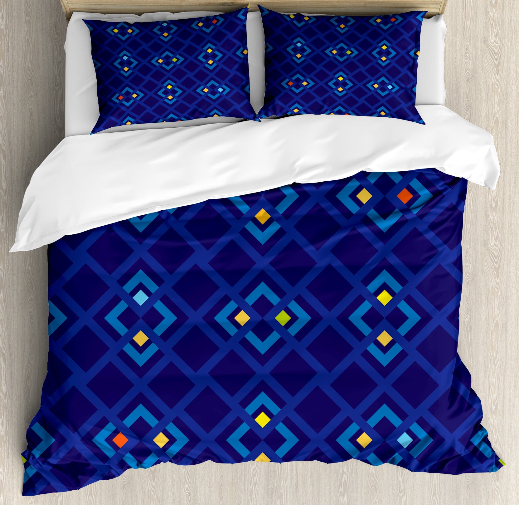 Single Bed Microfiber Duvet Cover Navy Geometric Pattern main image 1