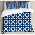 thumbnail image 1 of Ambesonne Navy Duvet Cover Set, Old Rounds Oval, 2-Calking, Royal Blue White, 1 of 7