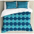 thumbnail image 1 of Ambesonne Navy Duvet Cover Sets, Patchwork Style Oriental, 2-King, Pale Blue Dark Blue, 1 of 7