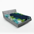 thumbnail image 1 of Ambesonne Navy Fitted Sheet 2 Pcs Set, Grunge Abstract Flowers, King, Pale Green Navy Blue, 1 of 3