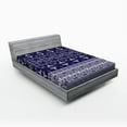 thumbnail image 1 of Ambesonne Navy Fitted Sheet, Floral Horizontal, Full Size, Pale Blue Dark Blue, 1 of 2