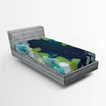thumbnail image 1 of Ambesonne Navy Fitted Sheet, Grunge Abstract Flowers, Twin XL Size, Pale Green Navy Blue, 1 of 3