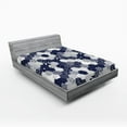 thumbnail image 1 of Ambesonne Navy Fitted Sheet, Patchwork Style Dots Star, Full Size, Navy and White, 1 of 3