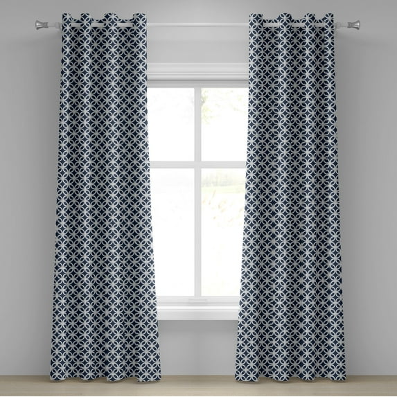 Ambesonne Navy Grommet Curtain, Marine Life Woven Composition, 50" x 96", Navy Blue and White