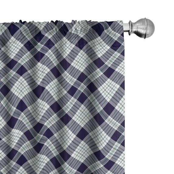 Ambesonne Navy Plaid 4-Panel Curtains, Simple Classic Fashion, 56"x84", Blue Grey Sea Green