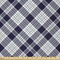 thumbnail image 1 of Ambesonne Navy Plaid Fabric by the Yard Microfiber, Simple Classic Fashion, 3 Yards, Blue Grey Sea Green, 1 of 2
