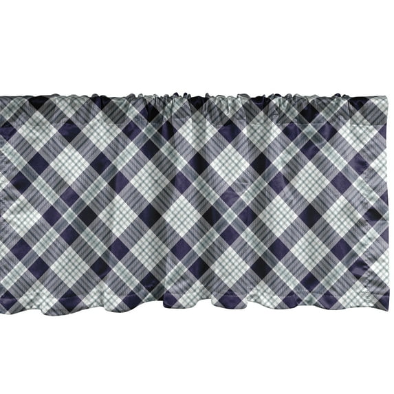 Ambesonne Navy Plaid Valance Pack of 2, Simple Classic Fashion, 54"X18", Blue Grey Sea Green