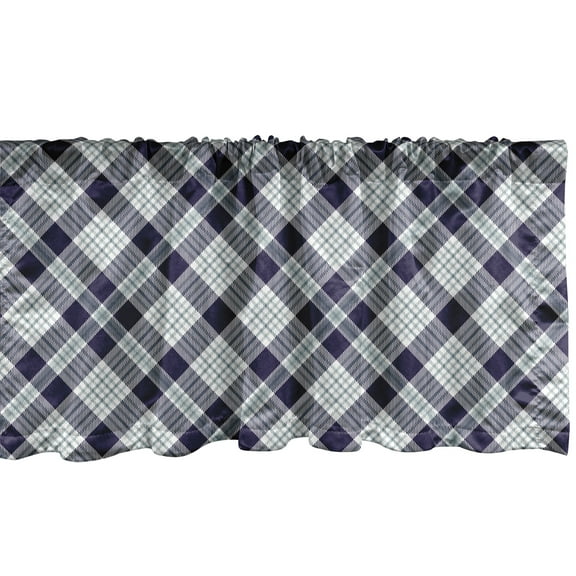Ambesonne Navy Plaid Valance Pack of 2, Simple Classic Fashion, 54"X18", Blue Grey Sea Green
