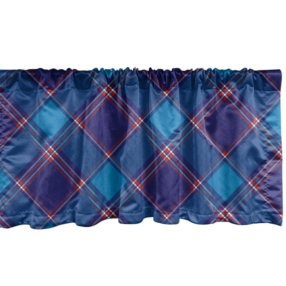 Ambesonne Navy Plaid Window Valance, Classical Fashion Motif, 42" x 12", Dark Indigo Sea Blue