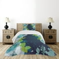 thumbnail image 1 of Ambesonne Navy Quilted Bedspread Set 2 Pcs, Grunge Abstract Flowers, Twin Size, Pale Green Navy Blue, 1 of 6