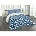 thumbnail image 1 of Ambesonne Navy Quilted Bedspread Set 3 Pcs, Old Rounds Oval, Queen Size, Royal Blue White, 1 of 5