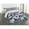 thumbnail image 1 of Ambesonne Navy Quilted Bedspread Set 3 Pcs, Patchwork Style Dots Star, Queen Size, Navy and White, 1 of 3