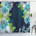 thumbnail image 1 of Ambesonne Navy Shower Curtain, Grunge Abstract Flowers, 69"Wx75"L, Pale Green Navy Blue, 1 of 3