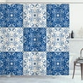 thumbnail image 1 of Ambesonne Navy White Shower Curtain, Portuguese Mosaic, 69"Wx70"L, Navy Blue White, 1 of 5