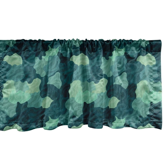 Ambesonne Navy Window Valance, Abstract Camouflage Pattern, 42" x 12", Teal and Laurel Green