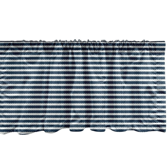 Ambesonne Navy Window Valance, Stripes Pattern, 54" X 12", Blue and White