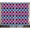 thumbnail image 1 of Ambesonne Navy and Blush Curtains 2 Panel Set, Psychedelic Lines, 108" x 90", Magenta Purple Blue, 1 of 3