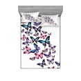 thumbnail image 1 of Ambesonne Navy and Blush Fitted Sheet & Pillow Sham Set, Many Butterflies, King, Violet Blue Pink, 1 of 2