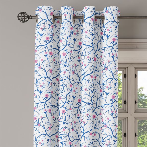 Ambesonne Navy and Blush Grommet Curtain Single Panel, Nature, 50"x60", Violet Blue Pink