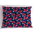 thumbnail image 1 of Ambesonne Navy and Blush Pillow Sham, Exotic Hibiscus Art, 26" X 20", Navy Blue Dark Coral, 1 of 2