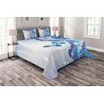 thumbnail image 1 of Ambesonne Navy and Blush Quilted Bedspread Set 3 Pcs, Magic Butterfly, Queen Size, Blue Pink White, 1 of 3