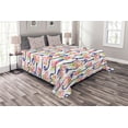 thumbnail image 1 of Ambesonne Navy and Blush Quilted Bedspread Set 3 Pcs, Marine Floral, Queen Size, Navy Blue Pink Green, 1 of 3