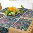 thumbnail image 1 of Ambesonne Navy and Blush Table Runner & Placemats, Vintage Paisley, Placemat 4 pcs + Runner 16"x90", Pink Blue Yellow, 1 of 2