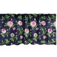 thumbnail image 1 of Ambesonne Navy and Blush Window Valance, Vintage Roses Buds, 54" X 12", Indigo Green Pink, 1 of 5