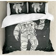 thumbnail image 1 of Ambesonne Nebula Duvet Cover Sets, Cartoon Astronaut Space, 2-King, Charcoal Grey Dust, 1 of 7