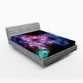 thumbnail image 1 of Ambesonne Nebula Fitted Sheet 2 Pcs Set, Dusty Gas Cloud Stars, Queen, Purple Pink Navy, 1 of 3