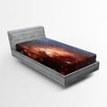 thumbnail image 1 of Ambesonne Nebula Fitted Sheet, Astronomy Cosmos Space, Twin Size, Burnt Orange Blue, 1 of 2