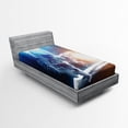 thumbnail image 1 of Ambesonne Nebula Fitted Sheet, Galaxy Cosmonaut Space, Twin XL Size, Blue Yellow, 1 of 2